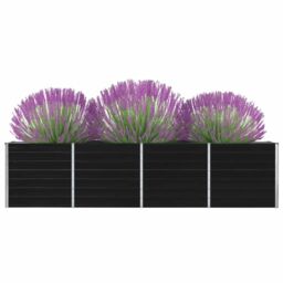 Berkfield Home Raised Garden Bed 320x40x77 cm Galvanised Steel Anthracite in Black - Size: 320 x 40 x 77 cm - thumbnail 2