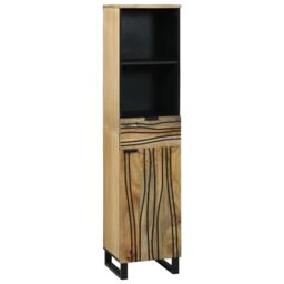 Berkfield Home Bathroom Cabinet 38x33.5x160 cm in Solid Mango Wood in Beige - thumbnail 1