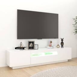 Berkfield Home TV Cabinet with LED Lights White 180x35x40 cm - Size: 180 x 35 x 40 cm - thumbnail 4
