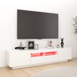 Berkfield Home TV Cabinet with LED Lights White 180x35x40 cm - Size: 180 x 35 x 40 cm - thumbnail 3