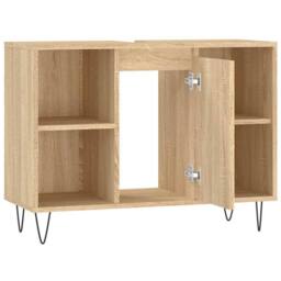 Berkfield Home Bathroom Cabinet Sonoma Oak 80x33x60 cm Engineered Wood in Light Tan - Size: 80 x 33 x 60 cm - thumbnail 6