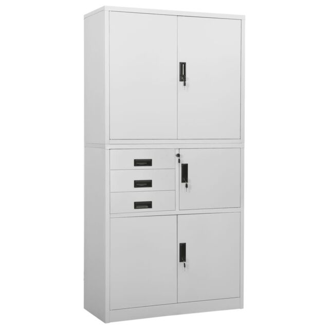 Berkfield Home Office Cabinet Light Grey 90x40x180 cm Steel - Size: 90 x 40 x 180 cm - image 1