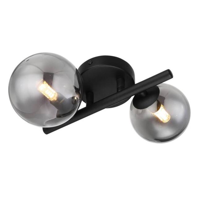 Netlighting Riha Globe Wall Lights Matt Black Smoke Glass Shade 2x G9 3000K - image 1