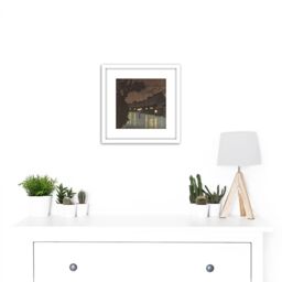 Artery8 Hasui Rain At Maekawa Sochu 8X8 Inch Square Wooden Framed Wall Art Print Picture with Mount in White - thumbnail 2
