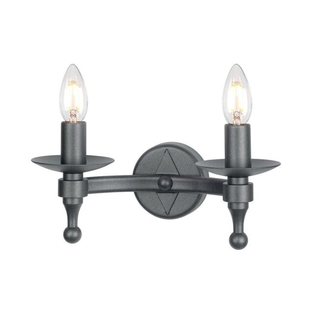 Netlighting Warwick 2 Light Indoor Candle Wall Light Graphite Black E14