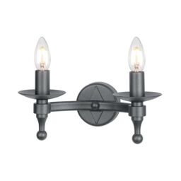 Netlighting Warwick 2 Light Indoor Candle Wall Light Graphite Black E14