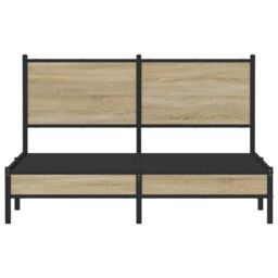 Berkfield Home Metal Bed Frame without Mattress Sonoma Oak 140x200 cm in Brown - thumbnail 5