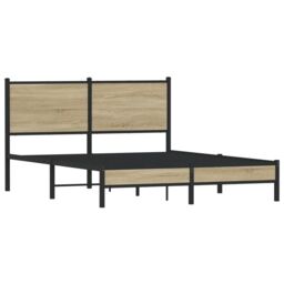 Berkfield Home Metal Bed Frame without Mattress Sonoma Oak 140x200 cm in Brown - thumbnail 3