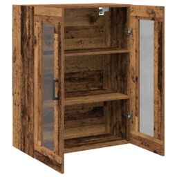 Berkfield Home Wall-Mounted Cabinet with Glass Doors - Old Wood - 69.5x34x90 cm in Brown - thumbnail 5