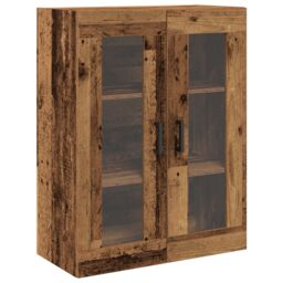 Berkfield Home Wall-Mounted Cabinet with Glass Doors - Old Wood - 69.5x34x90 cm in Brown - thumbnail 2