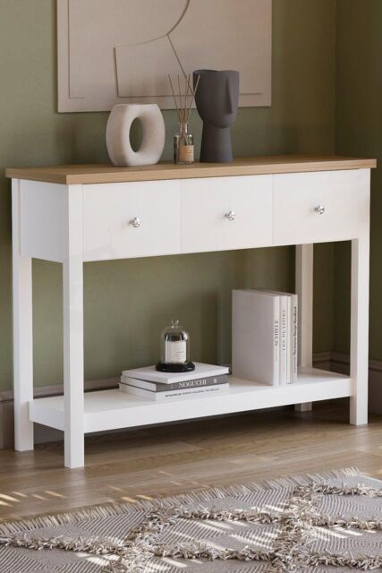 Home Discount Vida Designs Arlington 3 Drawer Console Table Storage Organizer in White - image 1