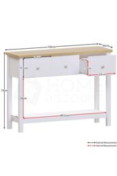 Home Discount Vida Designs Arlington 3 Drawer Console Table Storage Organizer in White - thumbnail 2