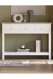 Home Discount Vida Designs Arlington 3 Drawer Console Table Storage Organizer in White - thumbnail 3