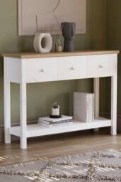 Home Discount Vida Designs Arlington 3 Drawer Console Table Storage Organizer in White - thumbnail 1
