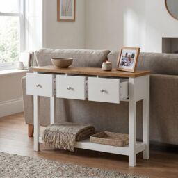 Home Discount Vida Designs Arlington 3 Drawer Console Table Storage Organizer in White - thumbnail 9