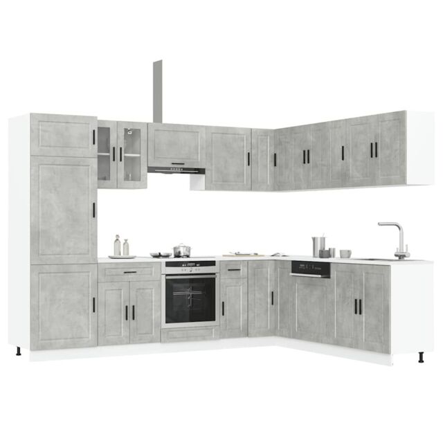 Berkfield Home 14 Piece Kitchen Cabinet Set Porto Concrete Grey Engineered Wood - image 1