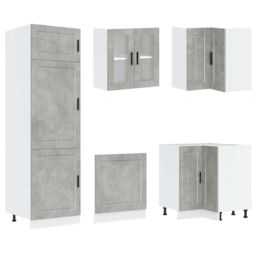 Berkfield Home 14 Piece Kitchen Cabinet Set Porto Concrete Grey Engineered Wood - thumbnail 5