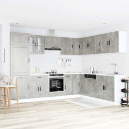 Berkfield Home 14 Piece Kitchen Cabinet Set Porto Concrete Grey Engineered Wood - thumbnail 3