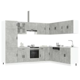 Berkfield Home 14 Piece Kitchen Cabinet Set Porto Concrete Grey Engineered Wood - thumbnail 1