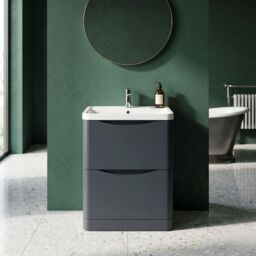 Balterley Bathroom Floor 2 Drawer Vanity & Polymarble Basin, Dark Grey, 600mm in Grey - thumbnail 9