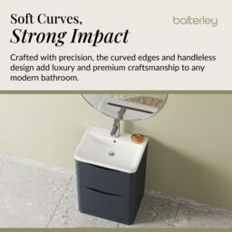 Balterley Bathroom Floor 2 Drawer Vanity & Polymarble Basin, Dark Grey, 600mm in Grey - thumbnail 6