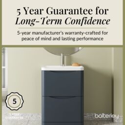 Balterley Bathroom Floor 2 Drawer Vanity & Polymarble Basin, Dark Grey, 600mm in Grey - thumbnail 4