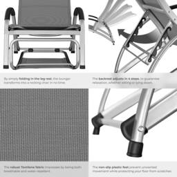 tectake Sun Lounger Avignon - 2 in 1 functions, adjustable backrest in Dark Grey - Size: 1 Seater - thumbnail 4