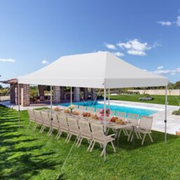 Costway 3 x 6m Folding Tent Canopy Adjustable Height Shelter Outdoor Wheeled Storage Bag in White - thumbnail 3