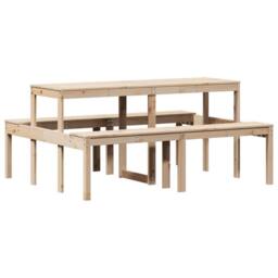 Berkfield Home Picnic Table 160x134x75 cm Solid Wood Pine in Light Brown - Size: 160 x 134 x 75 cm - thumbnail 6