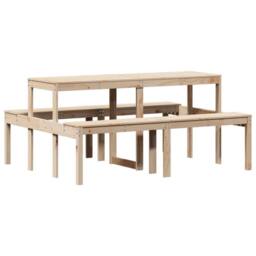 Berkfield Home Picnic Table 160x134x75 cm Solid Wood Pine in Light Brown - Size: 160 x 134 x 75 cm - thumbnail 3