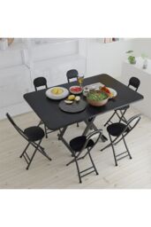 Living and Home 100x60cm Folding Wooden Dining Table in Black - Size: 100x60 cm - thumbnail 3