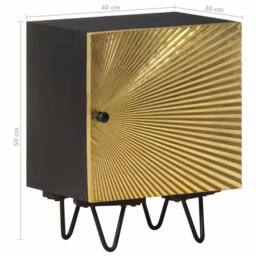 Berkfield Home Bedside Cabinet with Brass Front 40x30x50 cm Solid Mango Wood in Black - Size: 40 x 30 x 50 cm - thumbnail 9