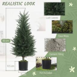 Wyld Haus Lusa Set of 2 Outdoor Artificial Cypress Trees 90cm UV Resistant in Green - thumbnail 5