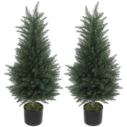Wyld Haus Lusa Set of 2 Outdoor Artificial Cypress Trees 90cm UV Resistant in Green - thumbnail 2