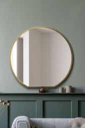 MirrorOutlet Gold Framed Flat Bottom Circular Wall Mirror (126CM X 120CM) - Size: 1 Pack - thumbnail 2