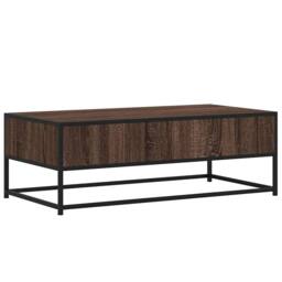 Berkfield Home Coffee Table Brown Oak 100x50x35 cm Engineered Wood & Metal - Size: 100 x 50 x 35 cm - thumbnail 7