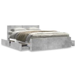 Berkfield Home Bed Frame with Headboard without Mattress Concrete Grey 120x190 cm Small Double - thumbnail 4