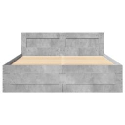 Berkfield Home Bed Frame with Headboard without Mattress Concrete Grey 120x190 cm Small Double - thumbnail 5