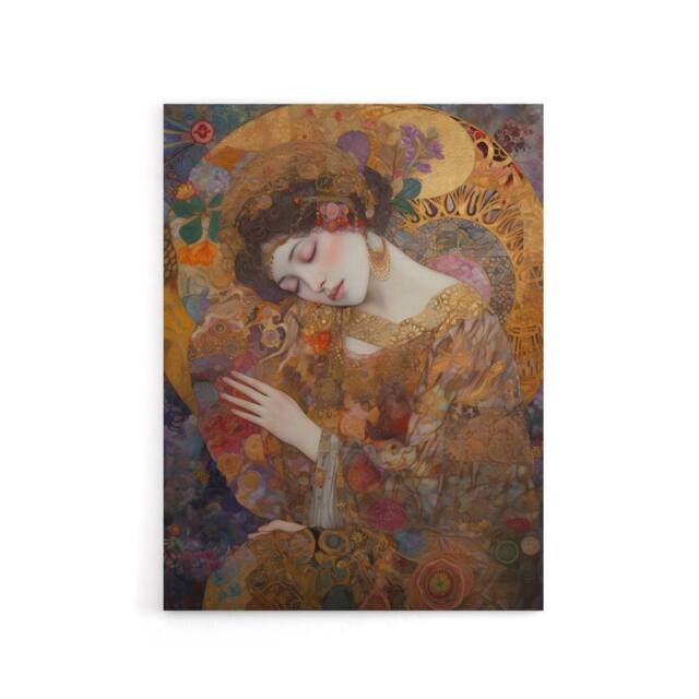 "Artery8 Asleep Klimt Inspired Woman Portrait Canvas Wall Art Print - Size: W24"" x H32""" - image 1