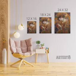 "Artery8 Asleep Klimt Inspired Woman Portrait Canvas Wall Art Print - Size: W24"" x H32""" - thumbnail 4