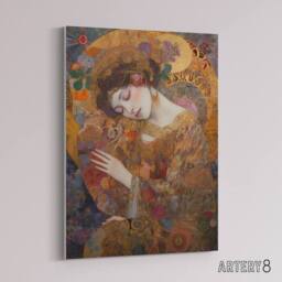 "Artery8 Asleep Klimt Inspired Woman Portrait Canvas Wall Art Print - Size: W24"" x H32""" - thumbnail 2