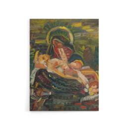 "Artery8 Pieta Virgin Mary & Christ Kubincan Canvas Wall Art Print in Green - Size: W18"" x H24""" - thumbnail 1