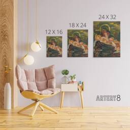 "Artery8 Pieta Virgin Mary & Christ Kubincan Canvas Wall Art Print in Green - Size: W18"" x H24""" - thumbnail 4
