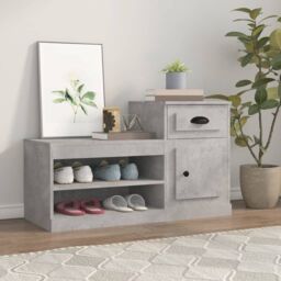 Berkfield Home Shoe Cabinet Concrete Grey 100x42x60 cm Engineered Wood - Size: 100 x 42 x 60 cm - thumbnail 1