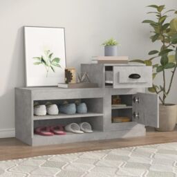 Berkfield Home Shoe Cabinet Concrete Grey 100x42x60 cm Engineered Wood - Size: 100 x 42 x 60 cm - thumbnail 3