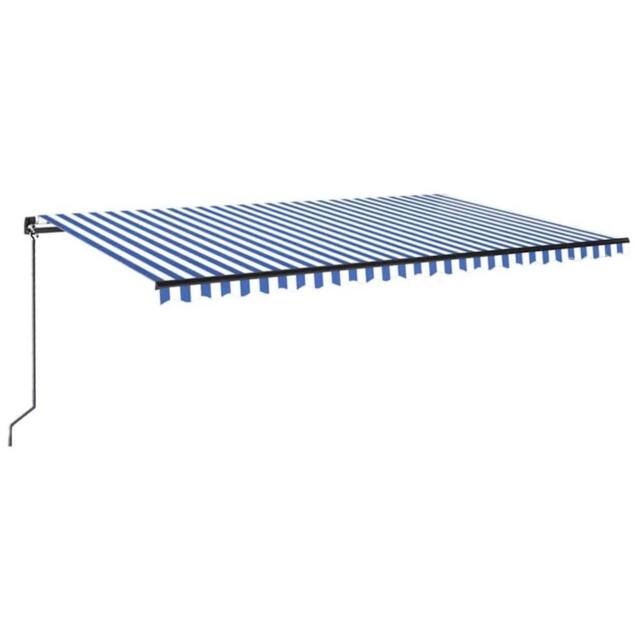 Berkfield Home Manual Retractable Awning with LED 500x300 cm Blue & White - image 1