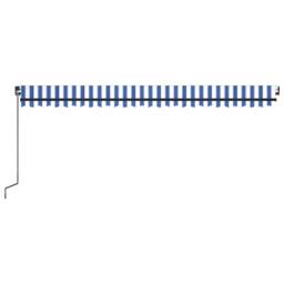 Berkfield Home Manual Retractable Awning with LED 500x300 cm Blue & White - thumbnail 4