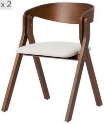 Nordlys Set of 2 Solid Wood & Fabric Dining Chairs in Dark Brown - thumbnail 1