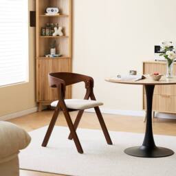Nordlys Set of 2 Solid Wood & Fabric Dining Chairs in Dark Brown - thumbnail 4