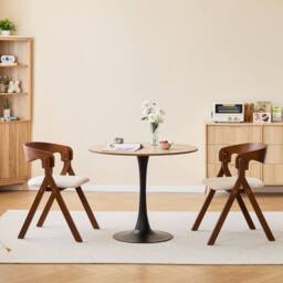 Nordlys Set of 2 Solid Wood & Fabric Dining Chairs in Dark Brown - thumbnail 3